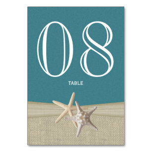 Starfish and Burlap Table Number Card