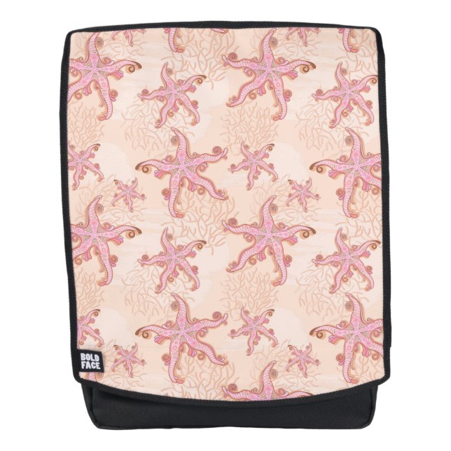 Starfish and Coral Pink Pastel Pattern Backpack (Front)