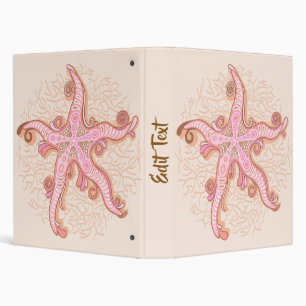 Starfish and Coral Pink Pastel Pattern Binder