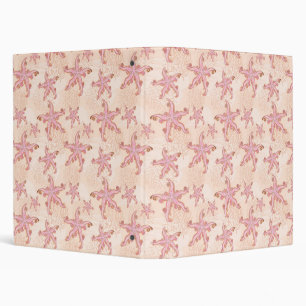Starfish and Coral Pink Pastel Pattern Binder