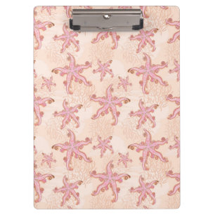 Starfish and Coral Pink Pastel Pattern Clipboard