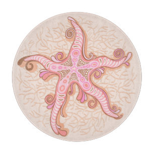 Starfish and Coral Pink Pastel Pattern Cutting Board