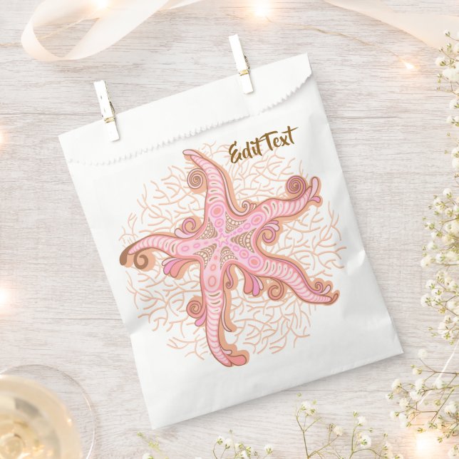 Starfish and Coral Pink Pastel Pattern Favour Bag (Clipped)