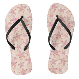 Starfish and Coral Pink Pastel Pattern Flip Flops