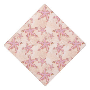 Starfish and Coral Pink Pastel Pattern Graduation Cap Topper