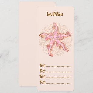 Starfish and Coral Pink Pastel Pattern Invitation
