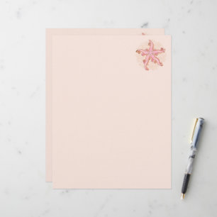 Starfish and Coral Pink Pastel Pattern Letterhead