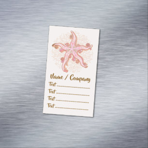 Starfish and Coral Pink Pastel Pattern Magnetic Business Card