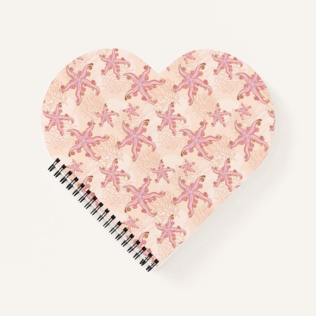 Starfish and Coral Pink Pastel Pattern Notebook (Front)