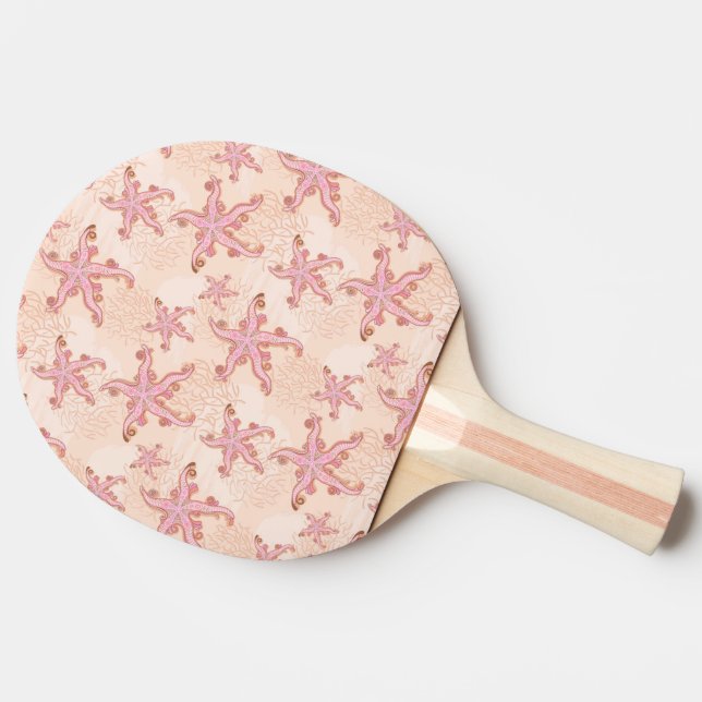 Starfish and Coral Pink Pastel Pattern Ping Pong Paddle (Side)