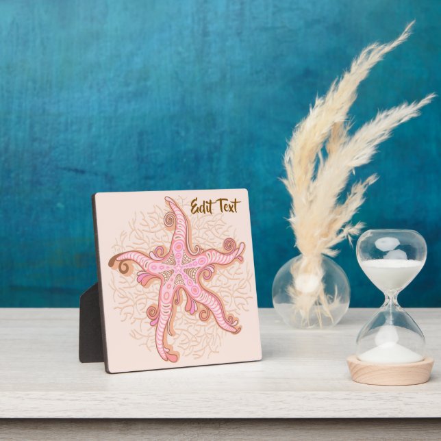 Starfish and Coral Pink Pastel Pattern Plaque (Insitu)