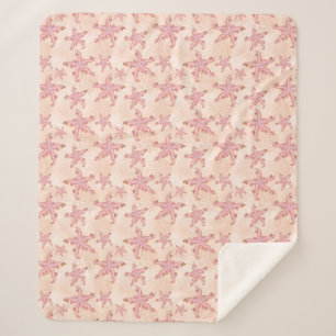 Starfish and Coral Pink Pastel Pattern Sherpa Blanket