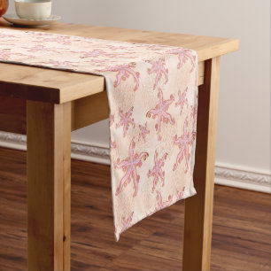 Starfish and Coral Pink Pastel Pattern Short Table Runner
