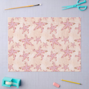 Starfish and Coral Pink Pastel Pattern Tissue Paper