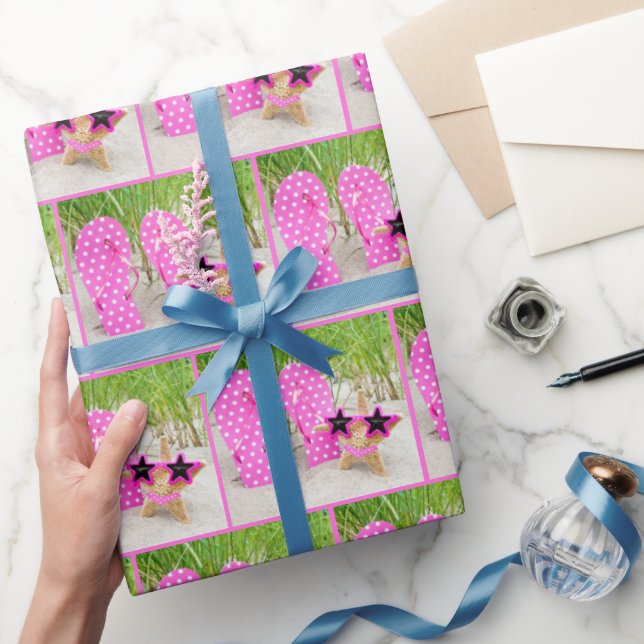 Starfish and Flip-Flops In Beach Sand Wrapping Paper (Gifting)