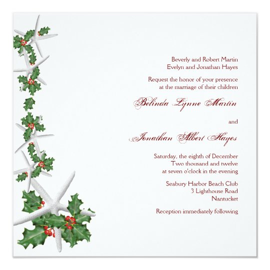 starfish and holly christmas wedding invitations zazzle ca pink foil christmas tree