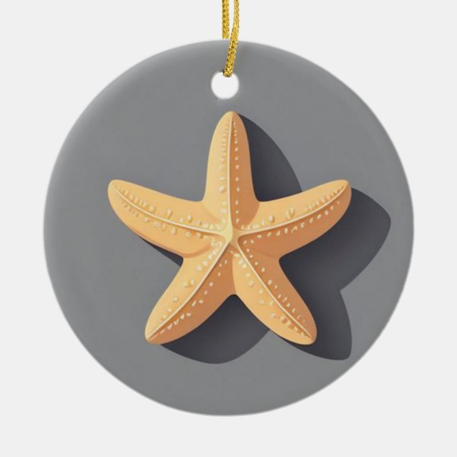 Starfish and Its Shadow Ceramic Ornament (Front)
