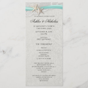 Starfish and Lace Grey Wedding Program