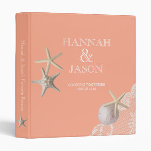 Starfish and Lace Light Coral Beach Recipes Binder