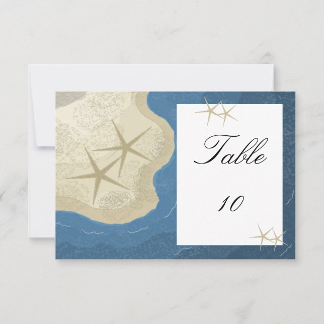 Starfish and Ocean Table Seating Numbers Invitation (Front)