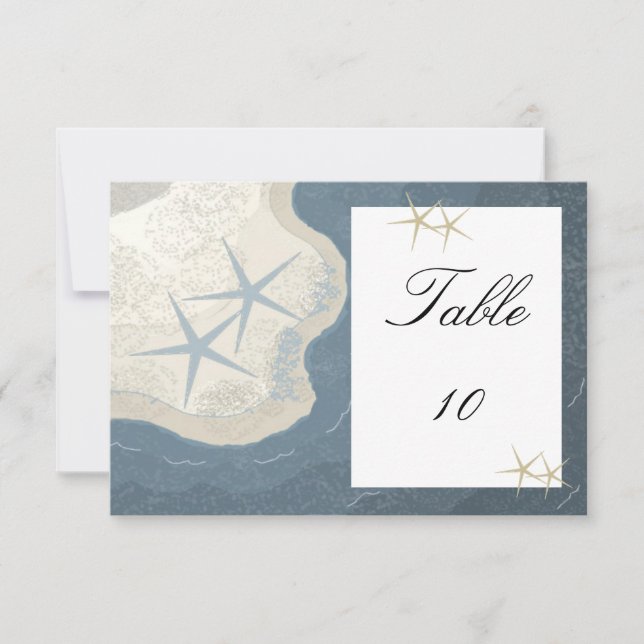 Starfish and Ocean Table Seating Numbers Invitation (Front)
