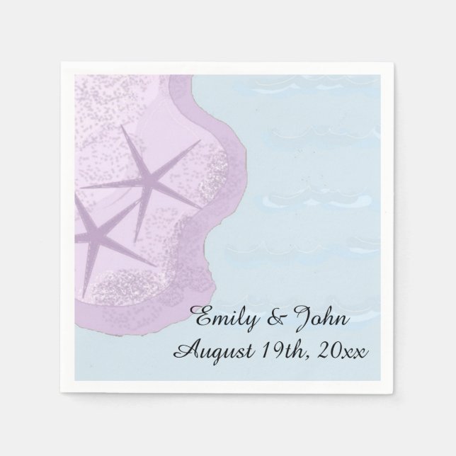 Starfish and Ocean Wedding Napkin (Front)