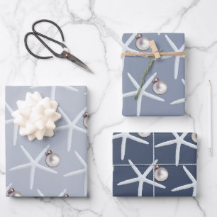 Starfish and Ornament Beach Christmas Wrapping Paper Sheet