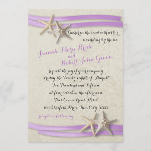 Starfish and Purple Ribbon Invitation