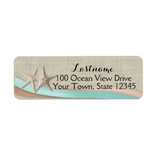 Starfish and Ribbon Aqua and Peach
