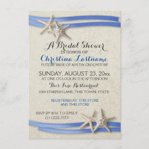 Starfish and Ribbon Bridal Shower Invitation