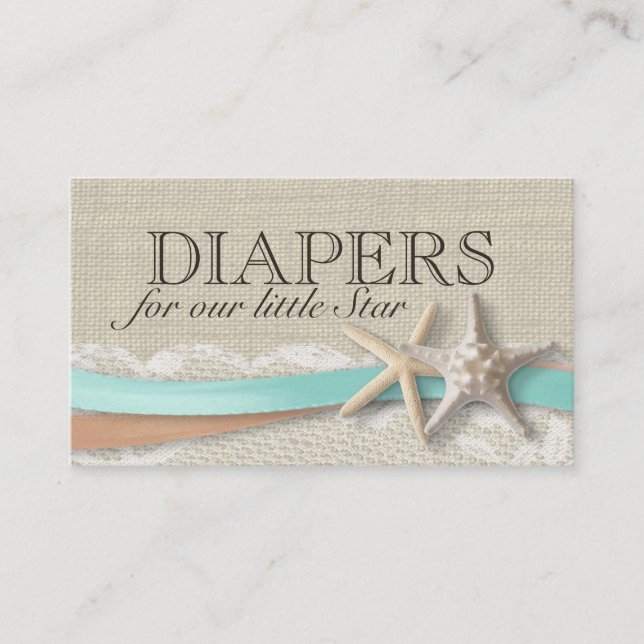 Starfish and Ribbon Diaper Insert Cards (Front)