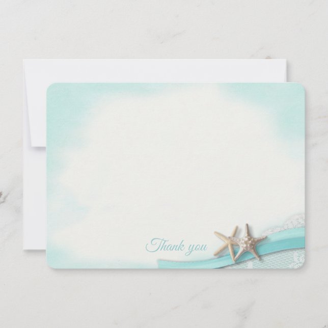 Starfish and Ribbon Flat Card Thank You (Front)