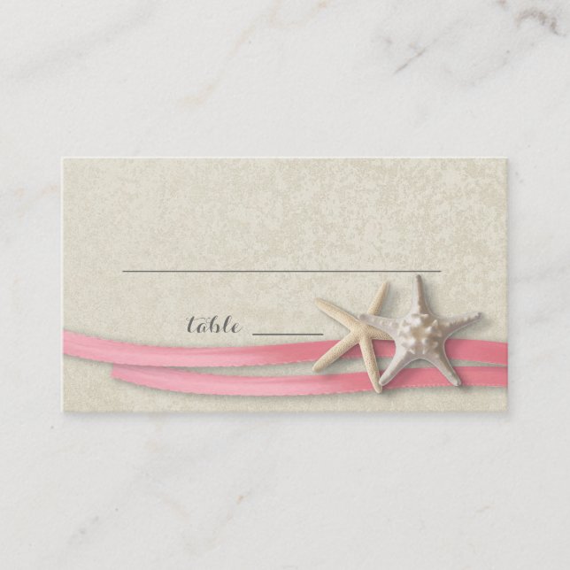 Starfish and Ribbon Place carte rose (Devant)
