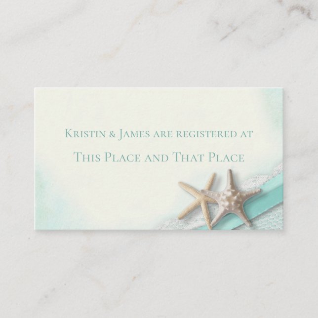 Starfish and Ribbon Registry Information Business Card (Front)