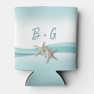Starfish and Ribbon Vintage Beach Can Cooler