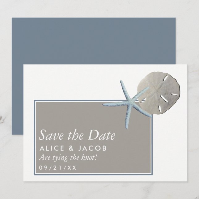 Starfish and Sand Dollar - Beach Save The Date (Front/Back)