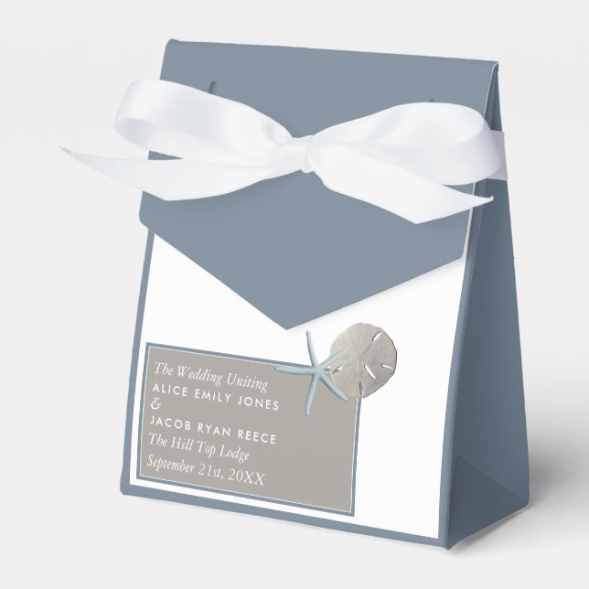 Starfish and Sand Dollar - Beach Wedding Favor Box (Front Side)
