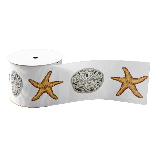Starfish and Sand Dollar Grosgrain Ribbon (Spool)