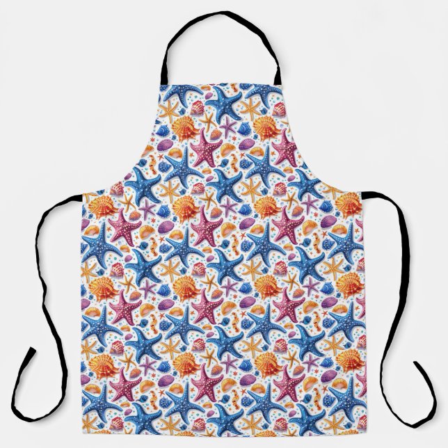 Starfish and Seashell Nautical Summer Beach Apron (Front)