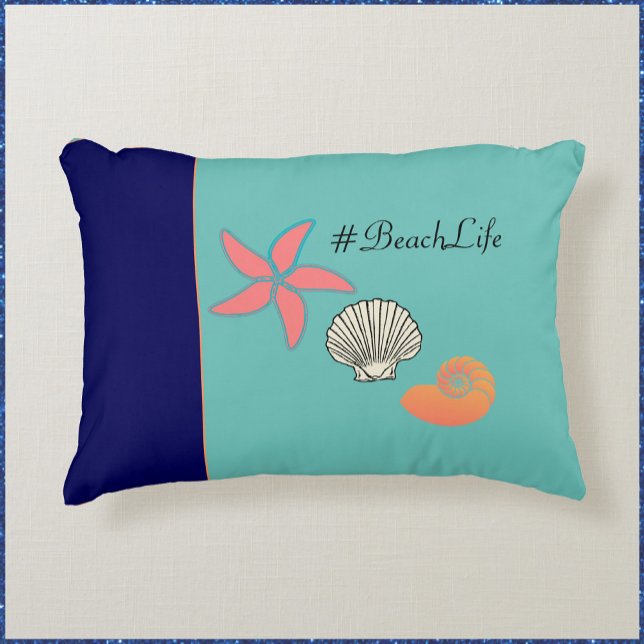 Starfish and Seashell Ocean Beach Life Accent Pillow (Creator Uploaded)