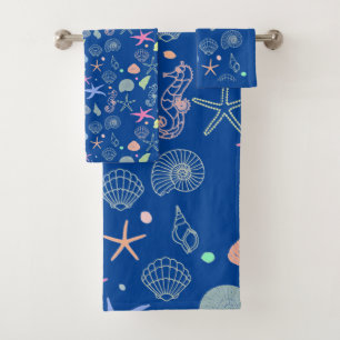 Starfish and Seashells Bathroom Towel Set