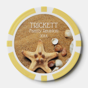 Starfish And Seashells Beach Family Reunion Poker Chips