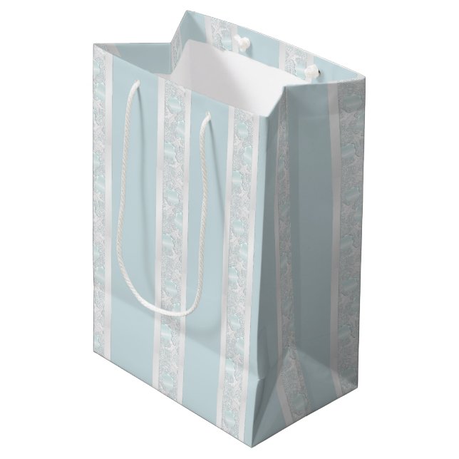 Starfish and Seashells Beach Wedding Gift Bag (Front Angled)