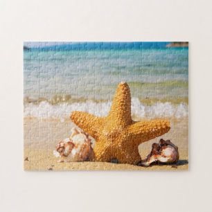 Starfish and Seashells on the beach Jigsaw Puzzle