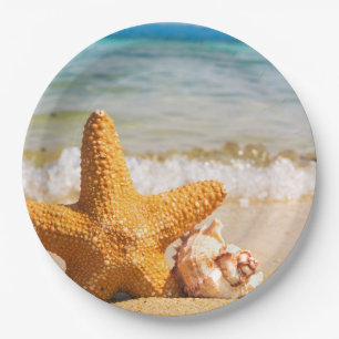 Starfish and Seashells on the Beach Paper Plate