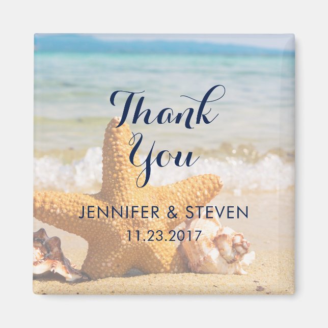 Starfish and Seashells on the BeachThank You Magnet (Front)