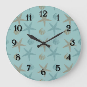 Starfish and Shells Large Clock