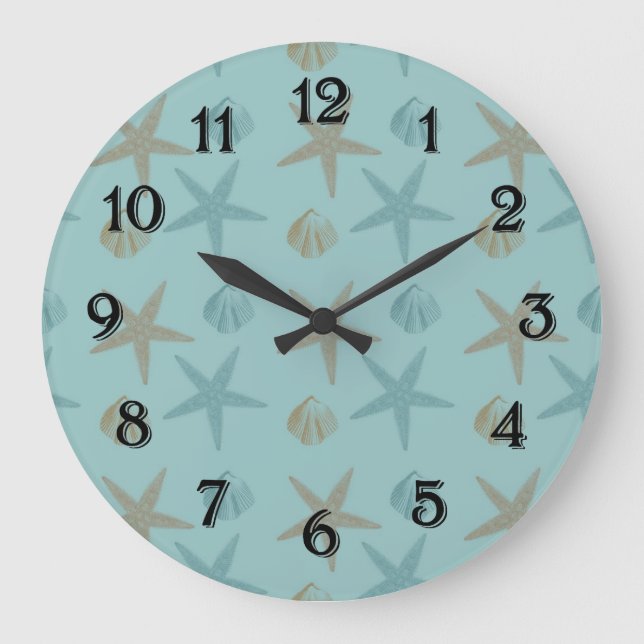 Starfish and Shells Large Clock (Front)