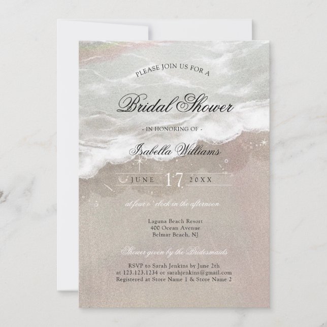 Starfish and Shells Tropical Beach Bridal Shower Invitation (Front)