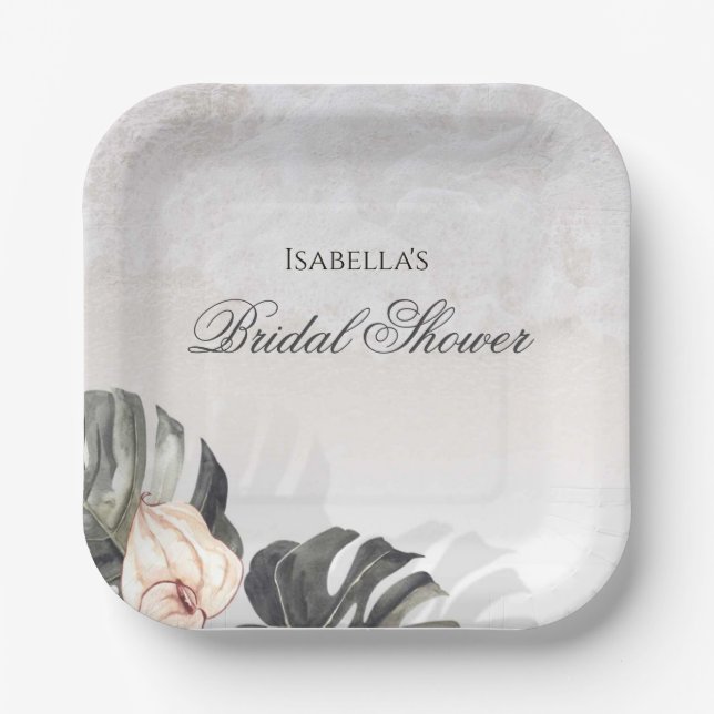 Starfish and Shells Tropical Beach Bridal Shower Paper Plate (Front)